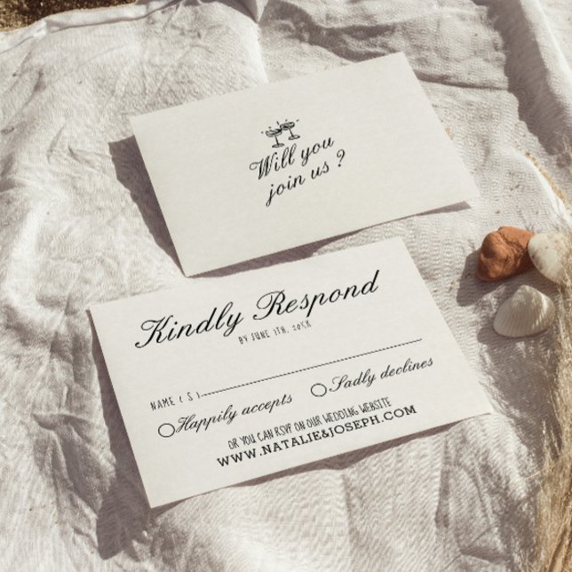 Cartão RSVP Casamento Moderno Único Escrito À Mão (Criador carregado)