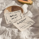Cartão RSVP Casamento Moderno Único Escrito Na Mão Vintage<br><div class="desc">Uma simples e elegante carta colorida retro de casamento. Isso tem como se vê um passado típico,  cremoso e moderno na moda,  com uma escrita preta e uma imagem de vintagem caprichosa desenhada à mão no verso. Minimalista e chic com letra manuscrita. Tudo é editável clicando no botão personalizar.</div>