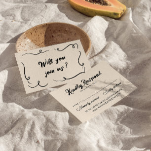 Cartão RSVP Casamento Moderno Único Escrito Na Mão Vintage