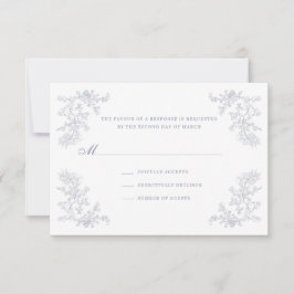 Cartão RSVP Casamento Moldura Floral Chinesa Vintage