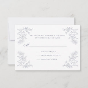 Cartão RSVP Casamento Moldura Floral Chinesa Vintage