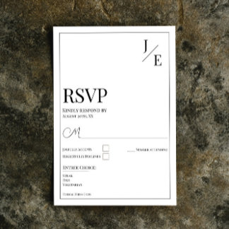 Cartão RSVP Casamento Monograma Minimalista | Branca