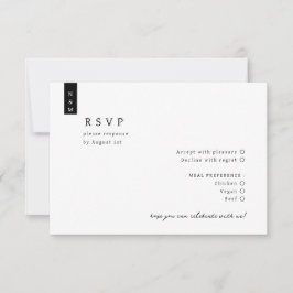 Cartão RSVP Casamento Monograma Minimalista Simples de Script