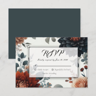 Cartão RSVP Casamento Moody Rustic Fall Florals