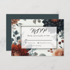 Cartão RSVP Casamento Moody Rustic Fall Florals