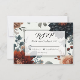 Cartão RSVP Casamento Moody Rustic Fall Florals