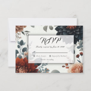 Cartão RSVP Casamento Moody Rustic Fall Florals