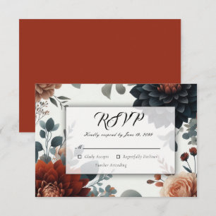 Cartão RSVP Casamento Moody Rustic Fall Florals