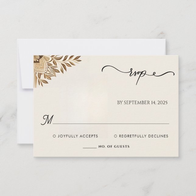 Cartão RSVP Casamento Muçulmano Henna Islam Nikah Arabic Walim (Frente)