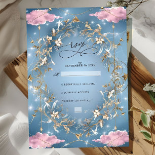 Cartão RSVP Casamento Mystical Sparkly sky