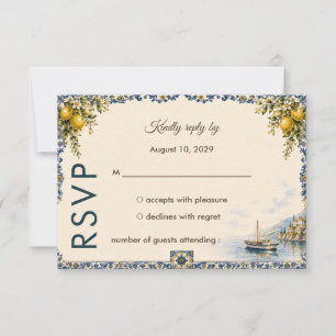 Cartão RSVP Casamento na Costa Amalfitana   Limão e Mediterrân