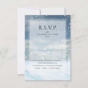 Cartão RSVP Casamento na Floresta de Neve de Inverno