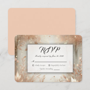 Cartão RSVP Casamento na Floresta Encantada de Rosewood Dourad
