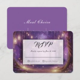Cartão RSVP Casamento na Floresta Encantada de Violeta à Meia-