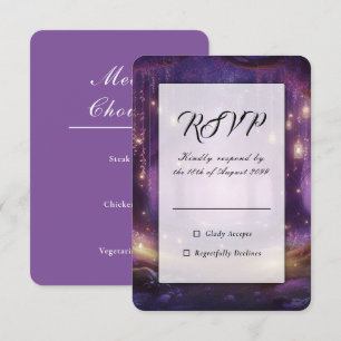 Cartão RSVP Casamento na Floresta Encantada de Violeta à Meia-