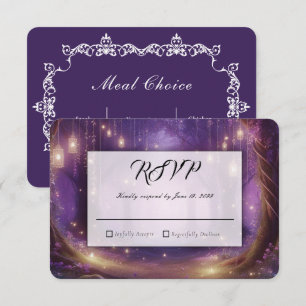 Cartão RSVP Casamento na Floresta Encantada de Violeta à Meia-