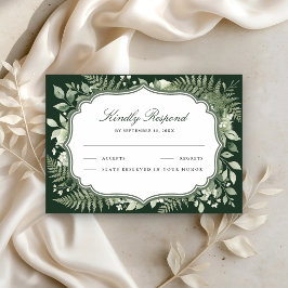 Cartão RSVP Casamento na Floresta Encantada em Aquarela