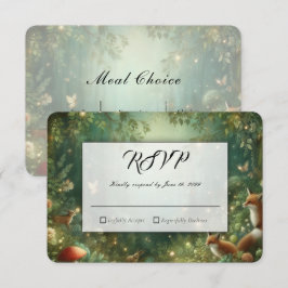Cartão RSVP Casamento na Floresta Encantada Esmeralda Verde