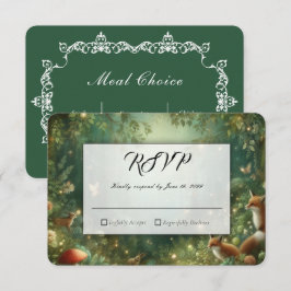 Cartão RSVP Casamento na Floresta Encantada Esmeralda Verde