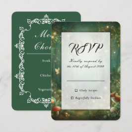 Cartão RSVP Casamento na Floresta Encantada Esmeralda Verde