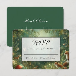 Cartão RSVP Casamento na Floresta Encantada Esmeralda Verde