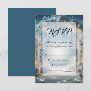 Cartão RSVP Casamento na Floresta Nevada Brilhante