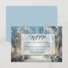 Cartão RSVP Casamento na Floresta Nevada Brilhante