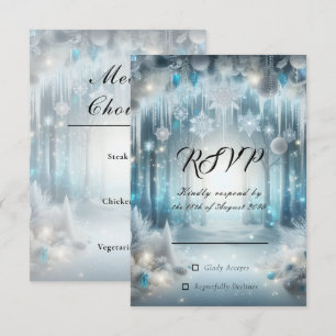 Cartão RSVP Casamento na Floresta Nevada Brilhante