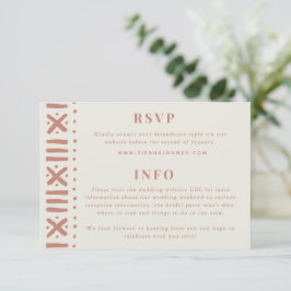 Cartão RSVP Casamento na Fronteira Terracotta Boho Mudcloth