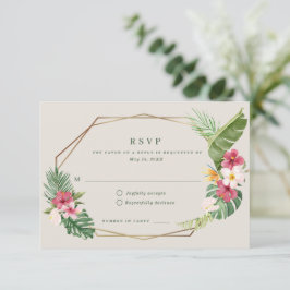 Cartão RSVP Casamento na Praia Tropical