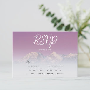 Cartão RSVP Casamento nas montanhas nevadas com pôr do sol rox