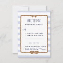 Cartão RSVP Casamento Náutico Azul e Branco Evento de Aquarela