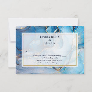 Cartão RSVP Casamento Náutico com Monograma em Azul Naval e Do