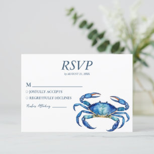 Cartão RSVP Casamento Náutico de Praia Náutica Do Caranguejo A