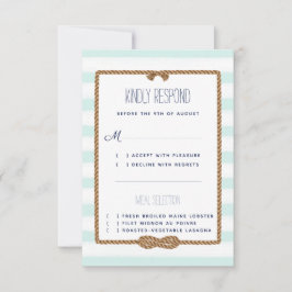 Cartão RSVP Casamento Náutico Evento de Aquarela em Hortelã e