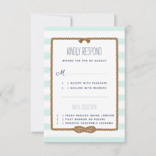 Cartão RSVP Casamento Náutico Evento de Aquarela em Hortelã e 