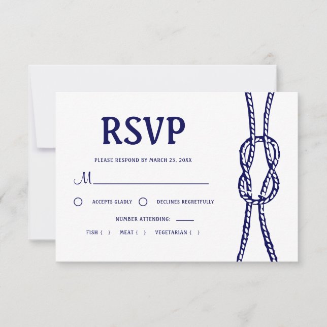 Cartão RSVP Casamento Náutico marinho (Frente)