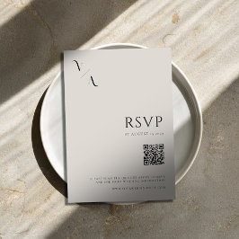 Cartão RSVP Casamento Negra e Marfim Moderno e Minimalista Ele