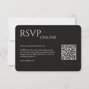 Cartão RSVP Casamento Negra Elegante Moderno de Fumaça