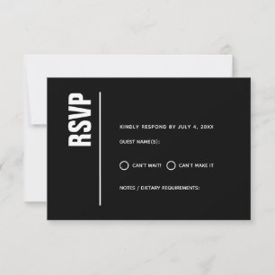 Cartão RSVP Casamento Negra Moderno Minimalista