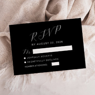 Cartão RSVP Casamento Negro e Branco da Caligrafia Moderna