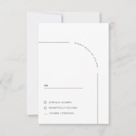 Cartão RSVP Casamento Negro e Branco de Arco Moderno