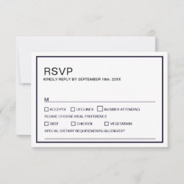 Cartão RSVP Casamento Negro e Branco minimalista moderno
