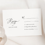 Cartão RSVP Casamento Negro e Branco minimalista moderno<br><div class="desc">Projetado para coordenar com a nossa coleção de casamento da Modern Calliografia,  esta placa RSVP personalizável,  apresenta uma fonte moderna de escrita de caligrafia emparelhada com uma fonte de serif & sans clássica em preto e é perfeita para qualquer estação. Itens correspondentes disponíveis.</div>