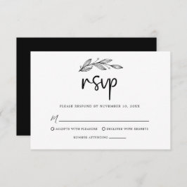 Cartão RSVP Casamento Negro e Branco minimalista moderno