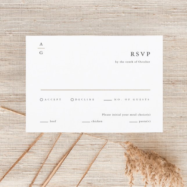 Cartão RSVP Casamento Negro e Branco Moderno Elegante (Criador carregado)