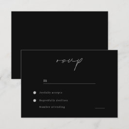 Cartão RSVP Casamento Negro Minimalista Moderno