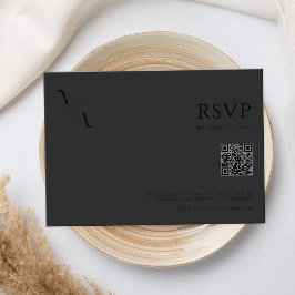 Cartão RSVP Casamento Negro Mínimo Mínimo Elegante Moderno
