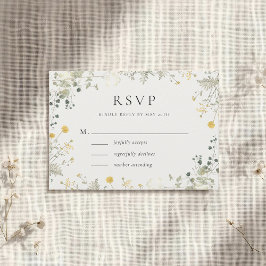 Cartão RSVP Casamento Neutral Elegante de Flor Selvagem