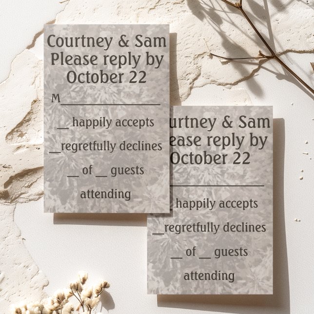 Cartão RSVP Casamento Neutral "Pintado por Esponja" na década  (Criador carregado)